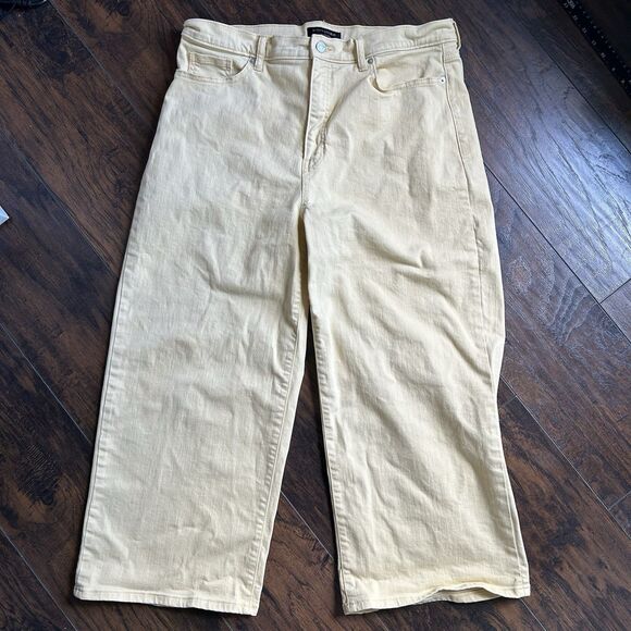 Banana Republic Jeans Size 33/16 High Rise Wide Leg Crop Pale Citrus Yellow - Picture 1 of 10